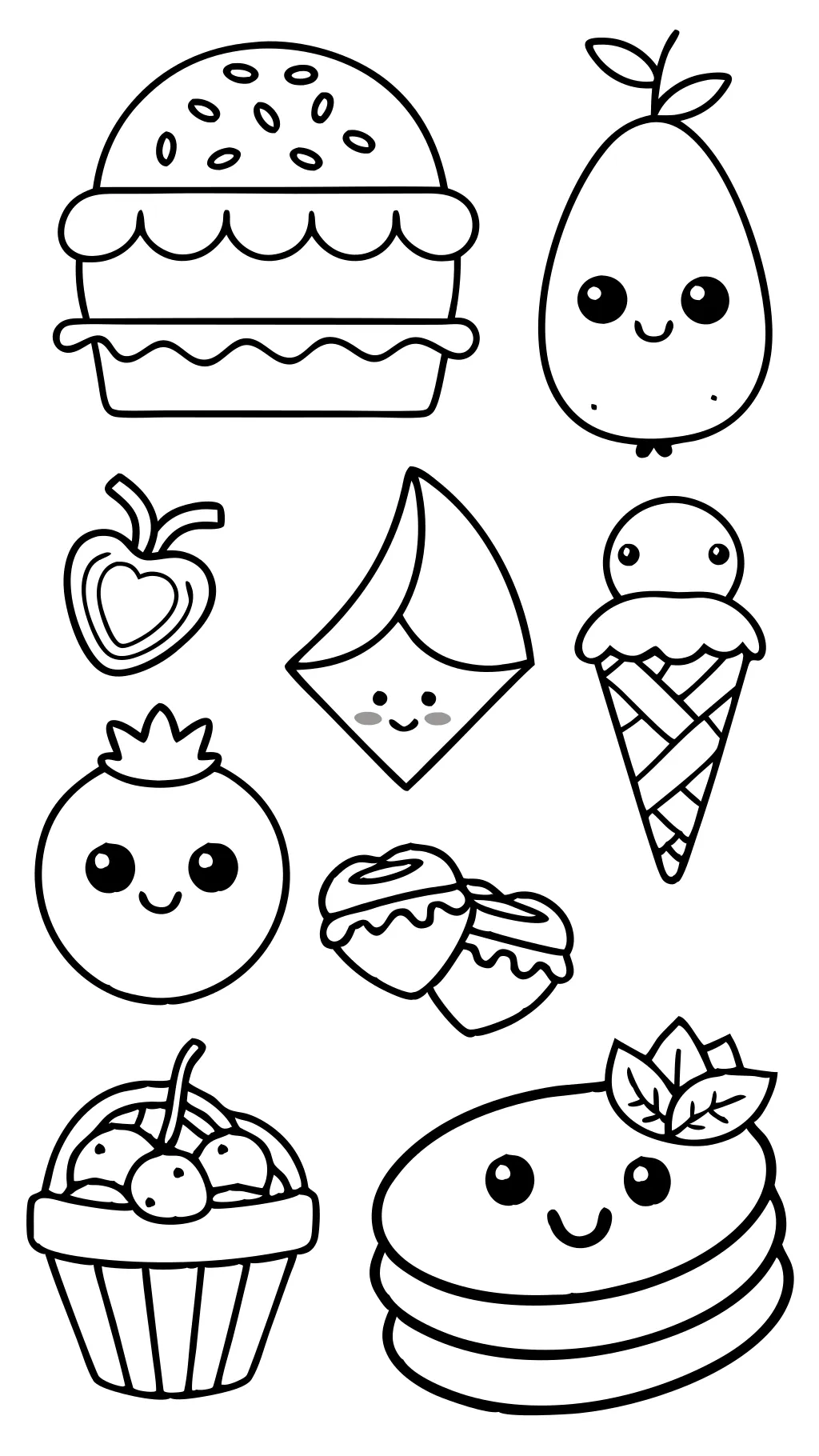 coloring page cute food